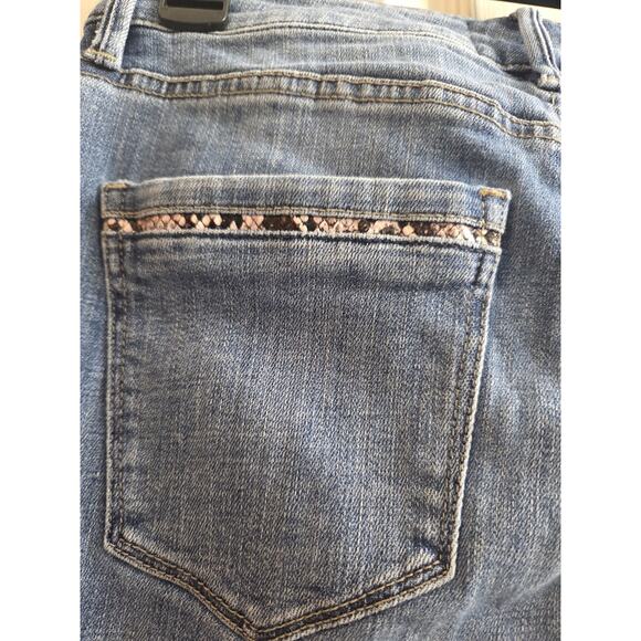 White House Black Market Skinny Ankle Zip buckle Hem Jeans Snake Trim Mid rise 2 - Picture 12 of 12